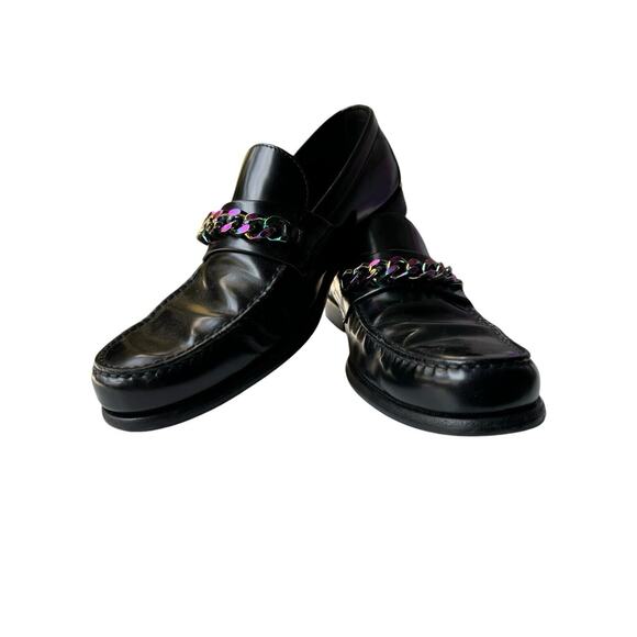 Louis Vuitton Unisex Rainbow Holographic Chain Link Loafers Leather 6 8W - Picture 1 of 10